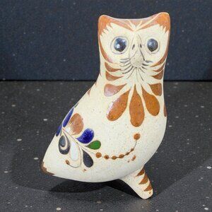 Large Mexican Pottery Tonala Owl Bird Hand Made Figurine Folk Art Figurine VTG